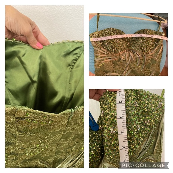 Lace Green Medium Especial Ocassion Gown Size Medium - Picture 12 of 12